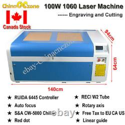 1060 100W CO2 Laser Cutting Machine RUIDA 6445G Panel Reci Tube CW-5000 Chiller