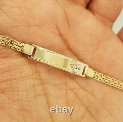 14K Yellow Gold 6 mm ID Chain Bracelet Rose Diamond Cut Engravable 6 4 grams