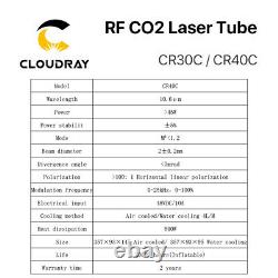 30W 40W CO2 Laser Tube CR30C / CR40C for CO2 Laser Engraving Cutting Machine