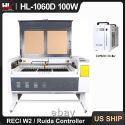39x24 HL-1060D 100W CO2 Laser Cutter Engraving Machine CW5200 Chiller RDC6445