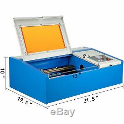 40W 12''X8'' USB CO2 Laser Engraver Cutter Engraving Cutting Machine Blue