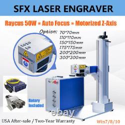 50W Raycus Fiber Laser Marking Engraving Cutting Auto Focus / Motorized Z-Axis