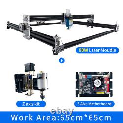 80W 6565cm CNC Laser Engraving Machine Laser Moudle Z Axis Kit Wood Cutting