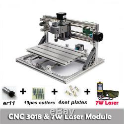 CNC 3018 Engraving Router & 7W Laser Module Carving Milling DIY Cutting Machine