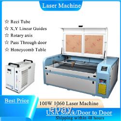 CO2 100W 1060 Laser Cutting Engraving Machine X Y linear Guides S&A 5000 Chiller