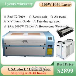 CO2 100W 1060 Laser Cutting Engraving Machine X Y linear Guides S&A 5000 Chiller