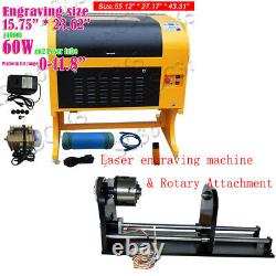 CO2 60W Laser Engraving Cutting Machine Linear Guide 4060 110V&Rotary Attachment