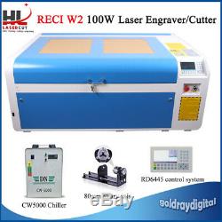 CO2 laser cutter 1060 100W laser cutting engraving machine & 80mm rotary EU Ship
