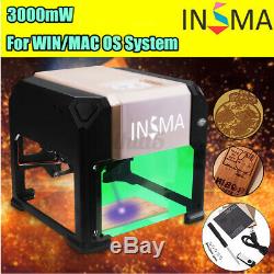 INSMA 3000MW USB Laser Engraving Cutting Machine DIY Logo Printer CNC Engraver
