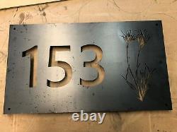 Mailbox House Farm Sign Plaque Corten Rusted Steel Metal Laser Cut 500mm x 250mm