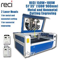 RECI 150W W6+100W W2 Mixed Laser Cutting Engraving Machine for Metal & Nonmetal