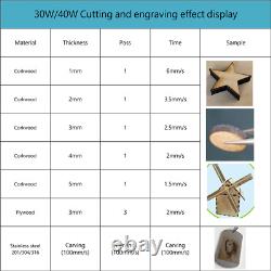 40w Laser Cutting Gravure Machine Pwm Carving Wood Cnc Cutter 2 Axis Control