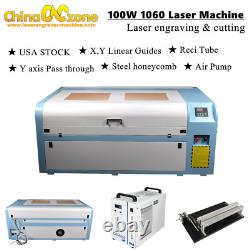 Machine de découpe et de gravure laser 100W 1060 avec guides linéaires et refroidisseur S&A 5000.