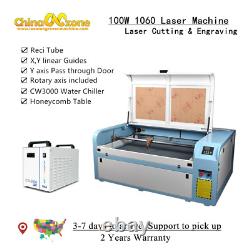 Machine de découpe et gravure laser CO2 1060 de 100W avec guides linéaires X Y et refroidisseur S&A 3000.