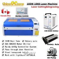 Machine de gravure et de découpe laser CO2 de 100W 1060 avec rail linéaire RUIDA6445G et expédition au CANADA.