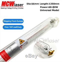 Mcwlaser 60w (60w-80w) Laser Co2 Tube 1250mm Libre Tva Et Duty Gravure Coupe