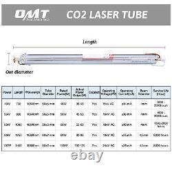 Omtech 80w Efr Co2 Laser Tube 1250mm Pour 50w Co2 Laser Graveur Machine De Coupe