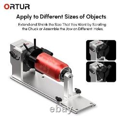 Pièce jointe de l'axe rotatif Ortur 360° avec mandrin à trois mors pour graveur de laser coupeur