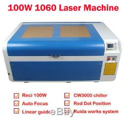 Reci 100w Laser Co2 Et Graveuse Machine De Découpe Sl1060 & Cw3000 Chiller Us Stock