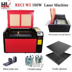 Reci W2 90-100w Co2 Machine De Gravure Laser De Découpe Avec Un Port Usb Cw5000 Chiller