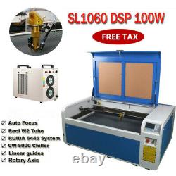 Sl-1060 100w Laser Machine Dsp Co2 Laser Gravure Découpe Avec Cw-5000 Chiller