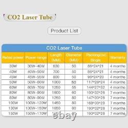 Tube laser CO2 30W 630mm Dia 50mm Lampe pour la gravure, la découpe et le marquage laser CO2.